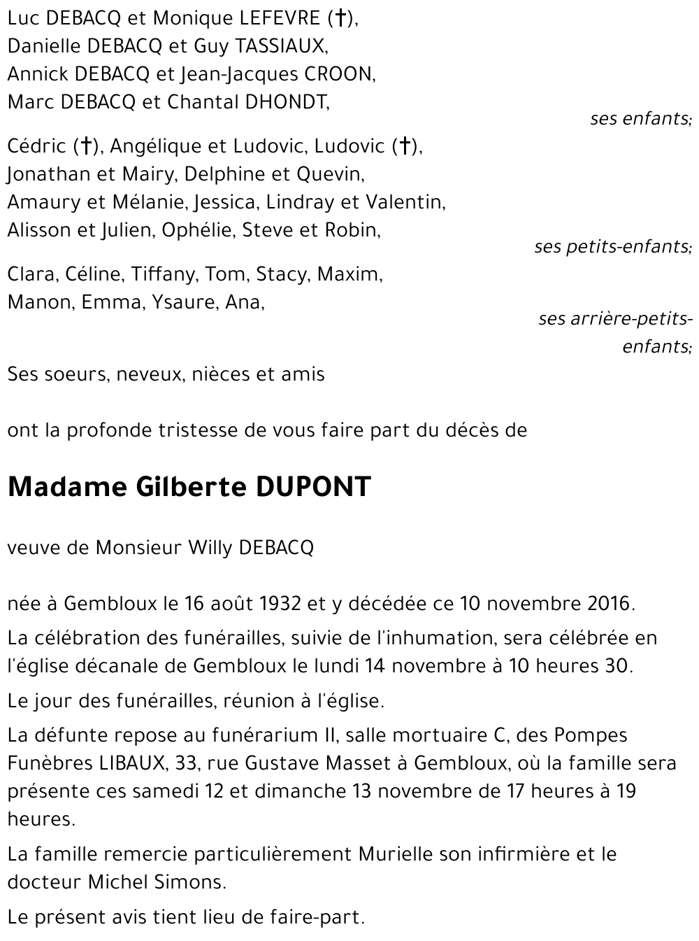 Gilberte DUPONT
