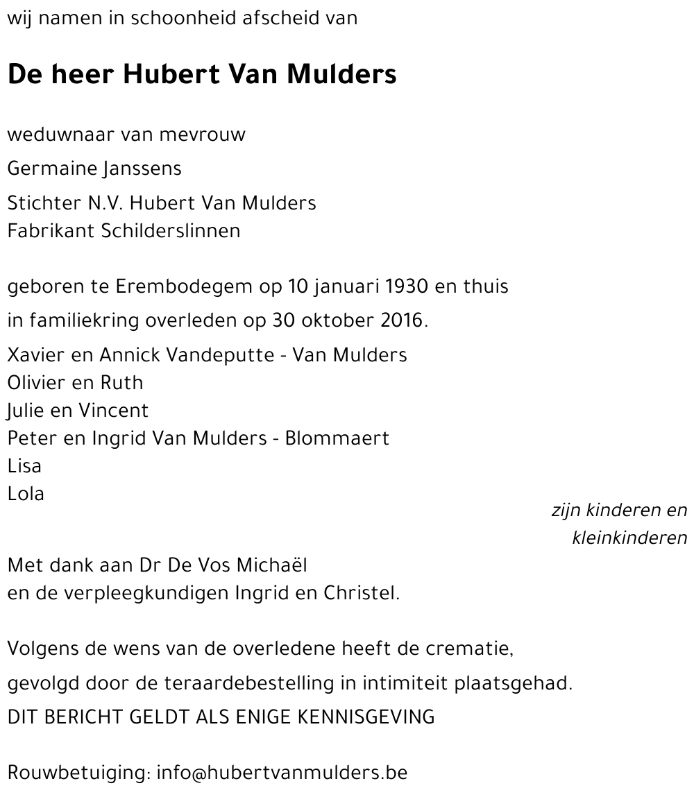 Hubert Van Mulders