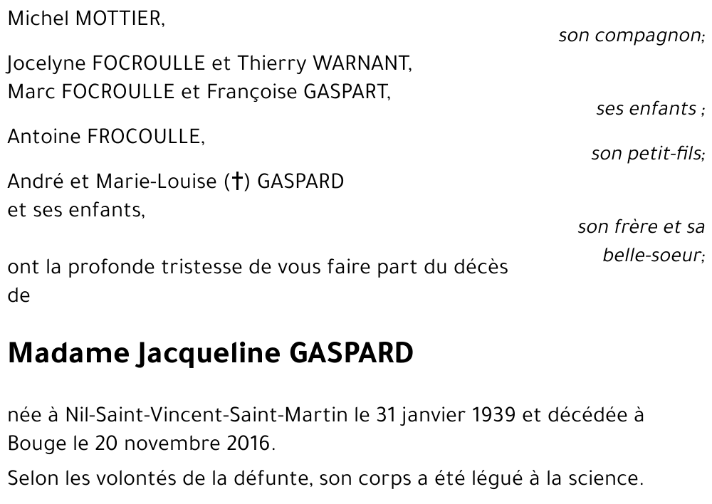 Jacqueline GASPARD