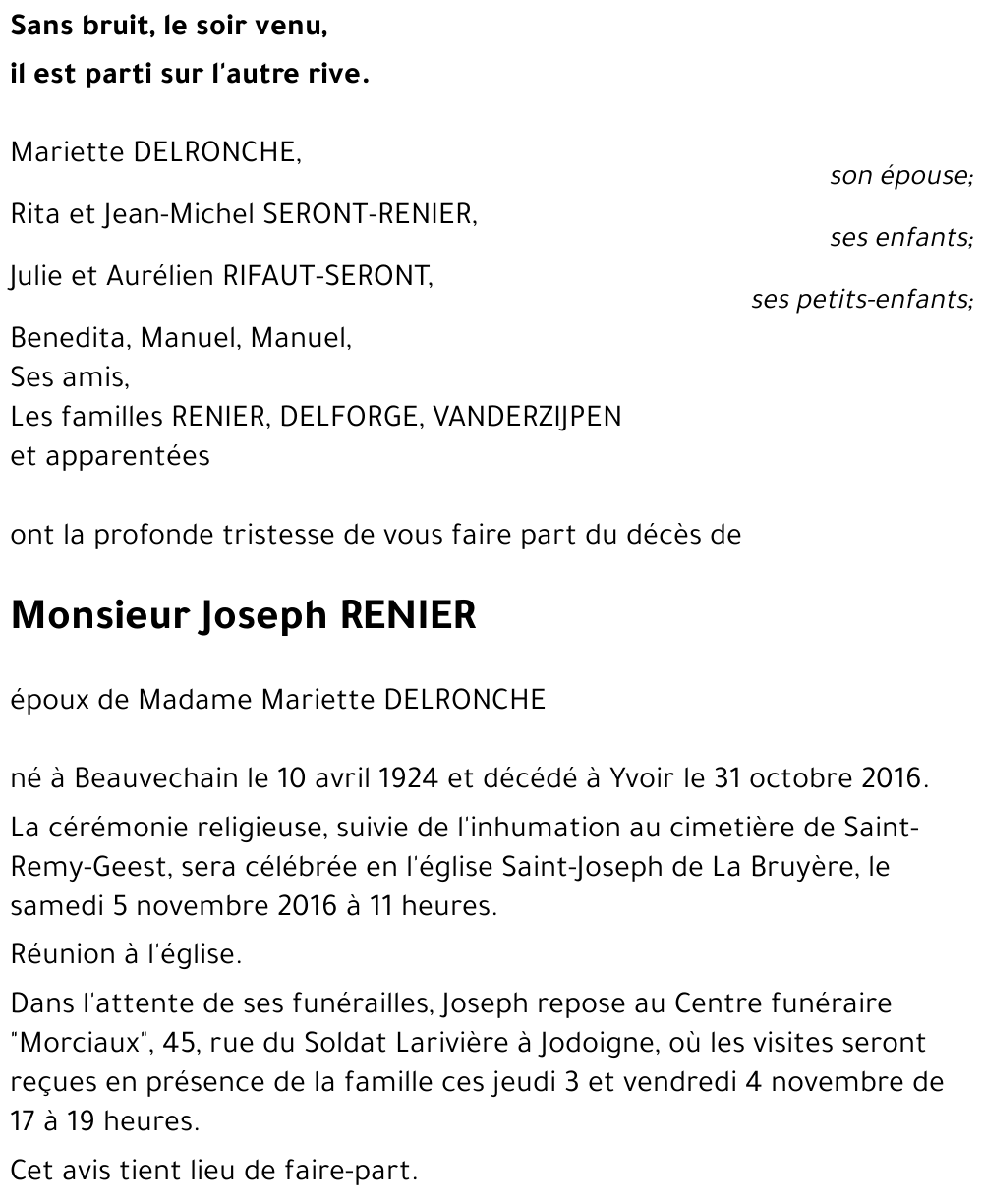 Joseph RENIER