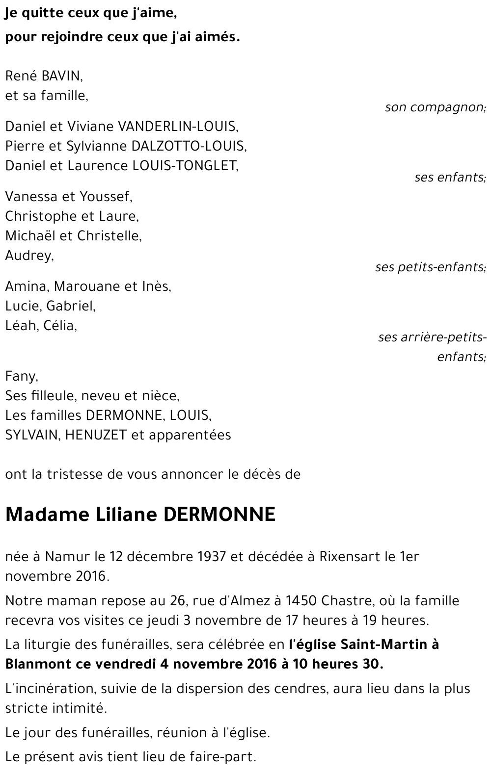 Liliane DERMONNE