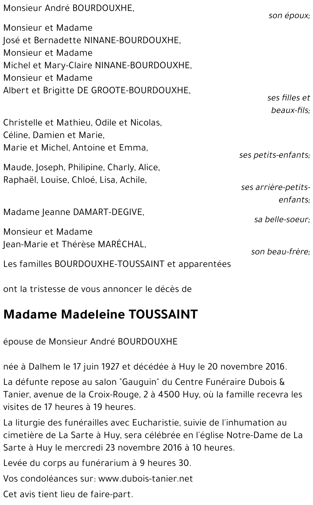 Madeleine TOUSSAINT