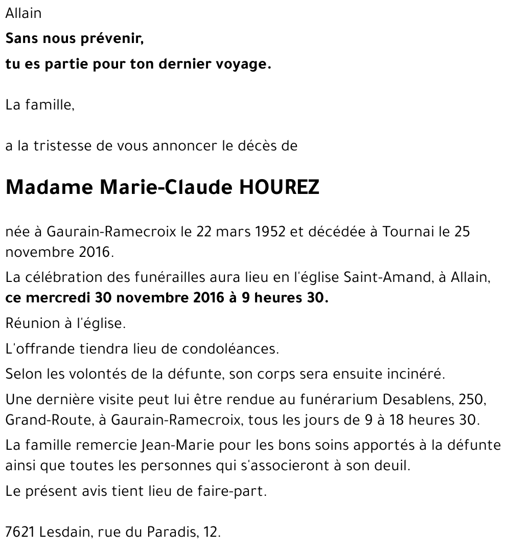 Marie-Claude HOUREZ