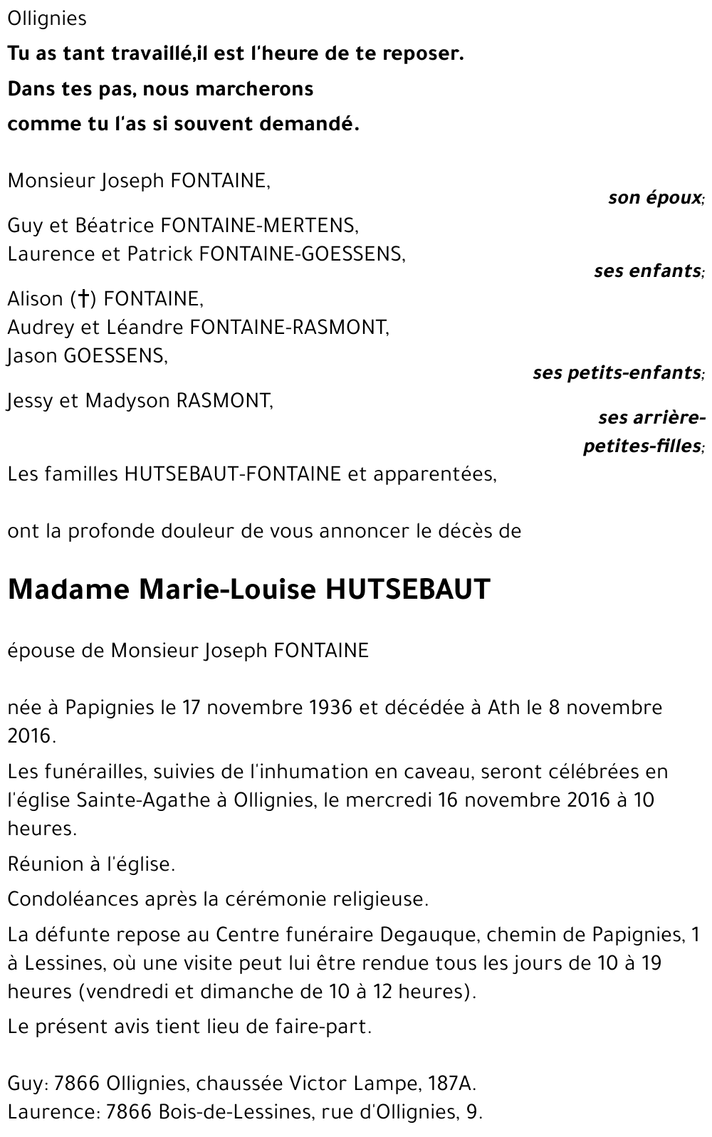 Marie-Louise HUTSEBAUT