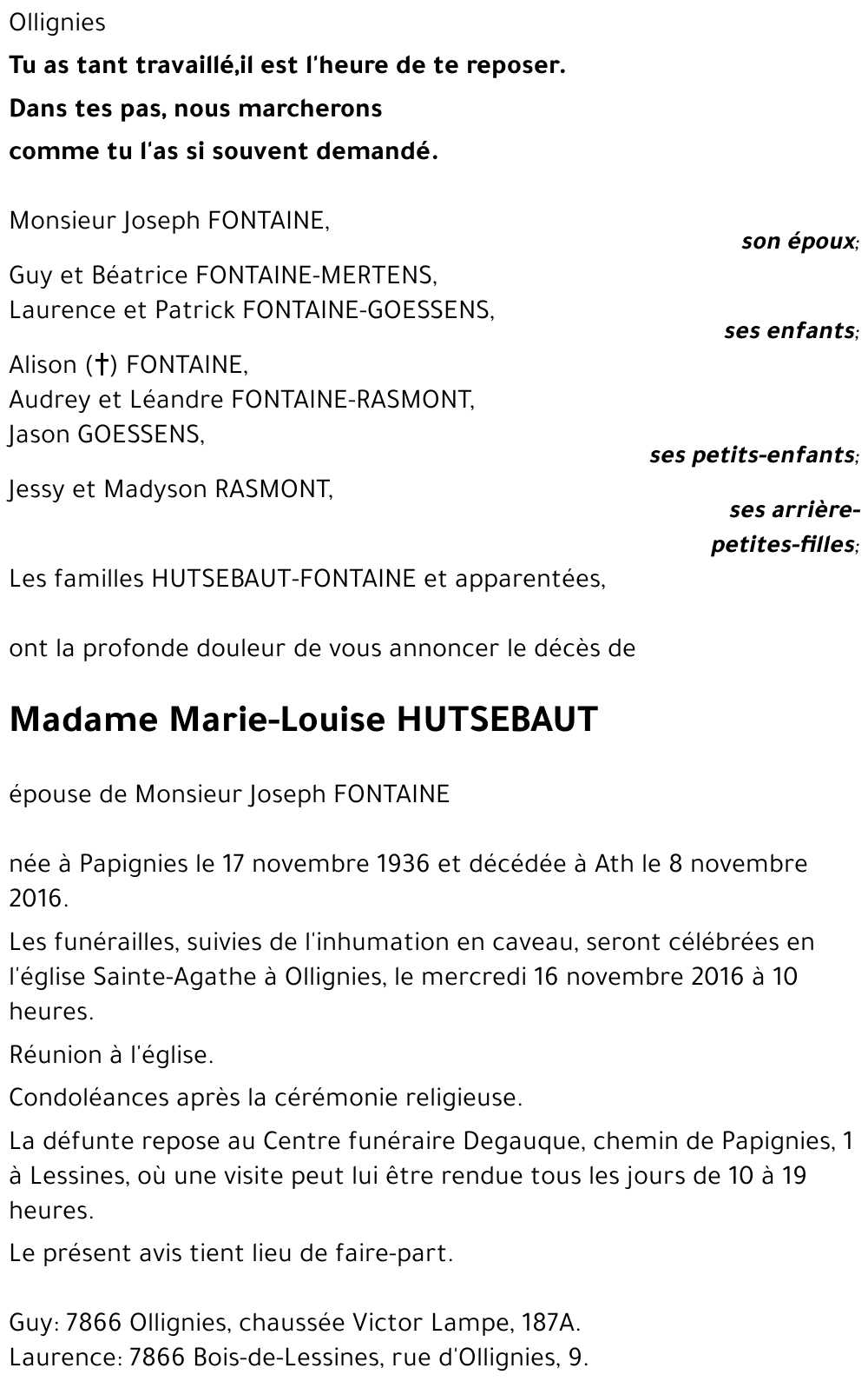 Marie-Louise HUTSEBAUT