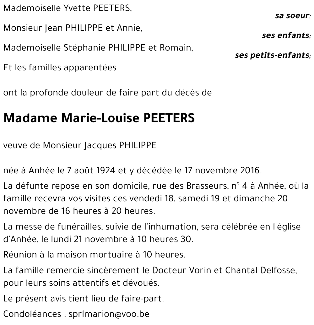 Marie-Louise PEETERS