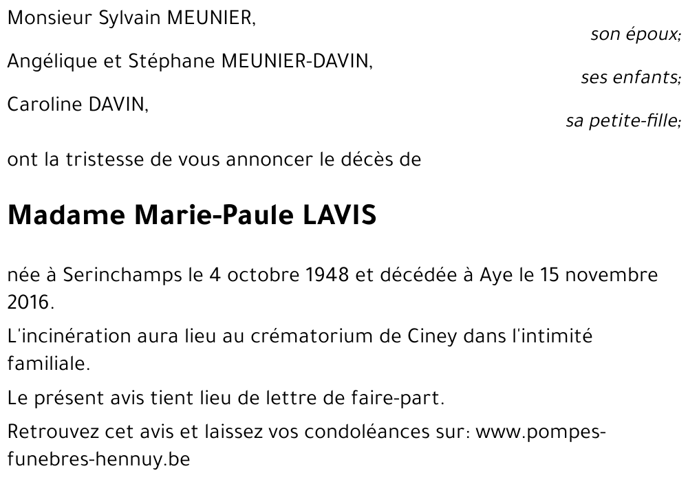 Marie-Paule LAVIS