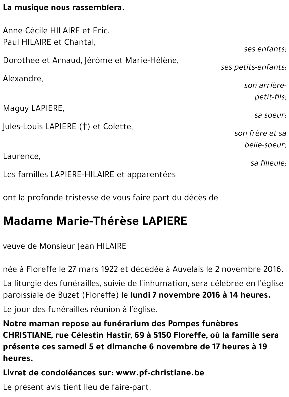 Marie-Thérèse LAPIERE