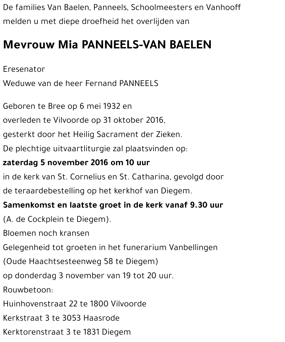 Mia PANNEELS-VAN BAELEN