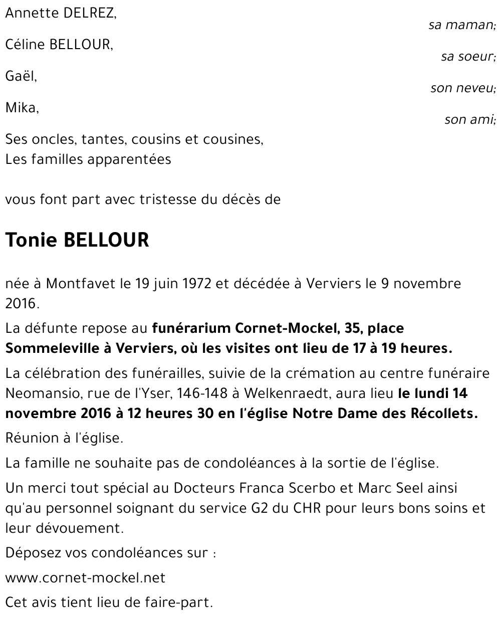 Tonie BELLOUR