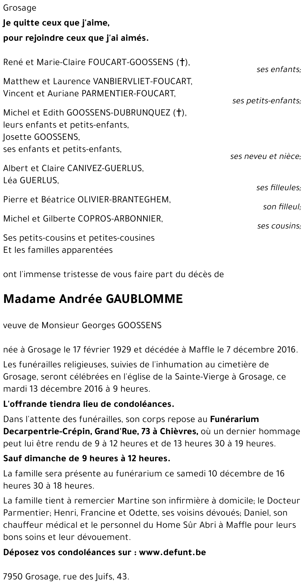 Andrée GAUBLOMME