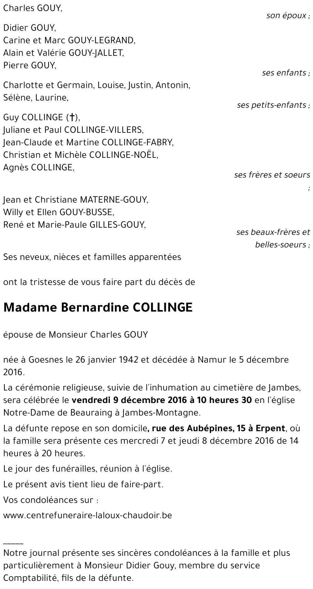 Bernardine COLLINGE