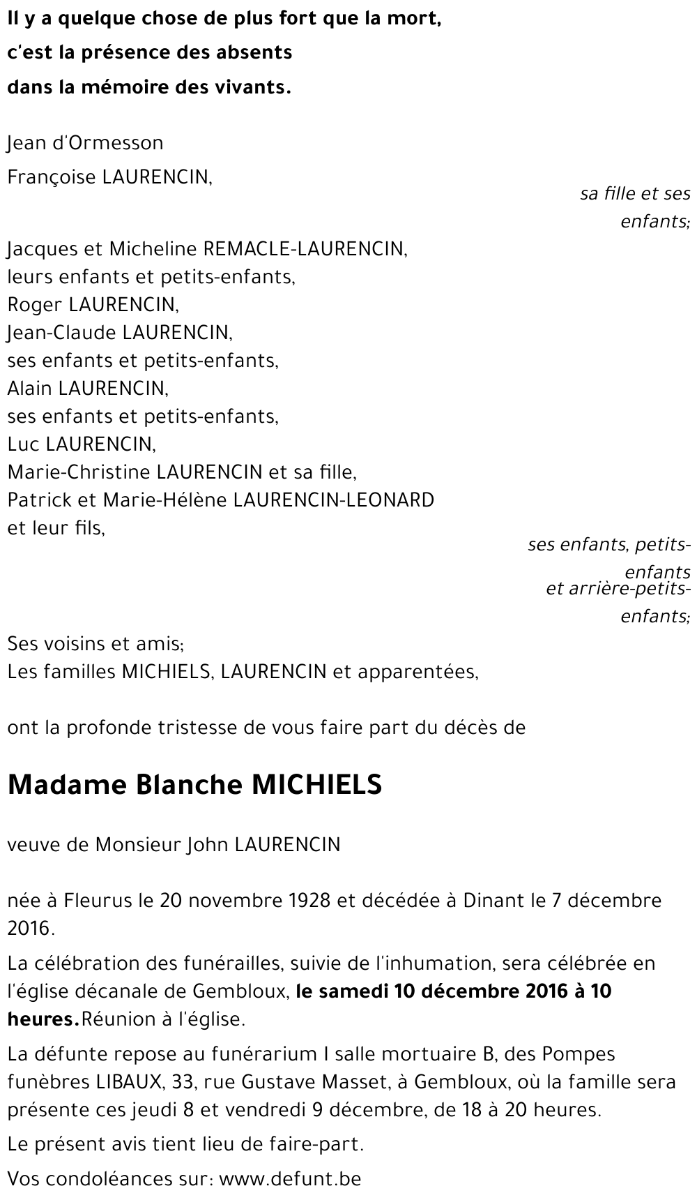 Blanche MICHIELS