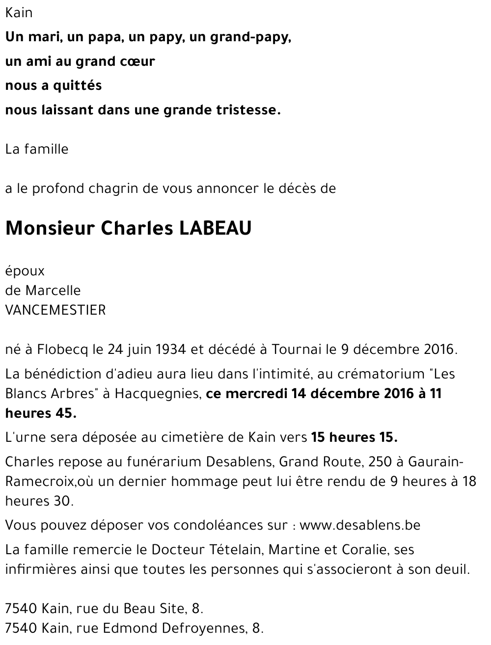 Charles LABEAU