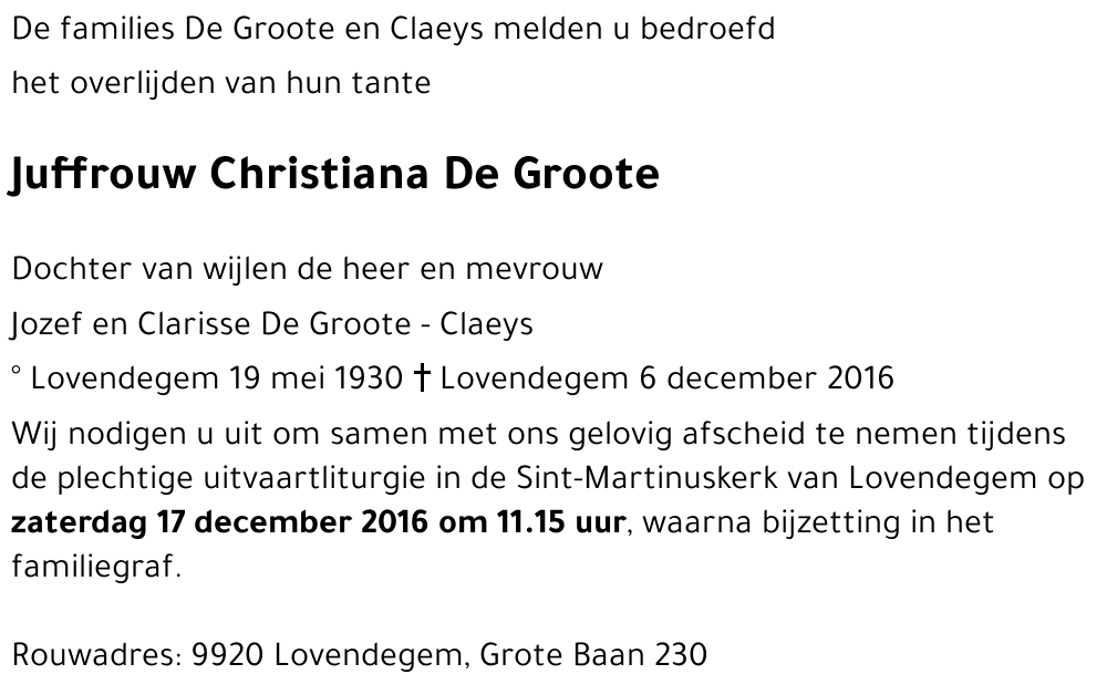 Christiana De  Groote