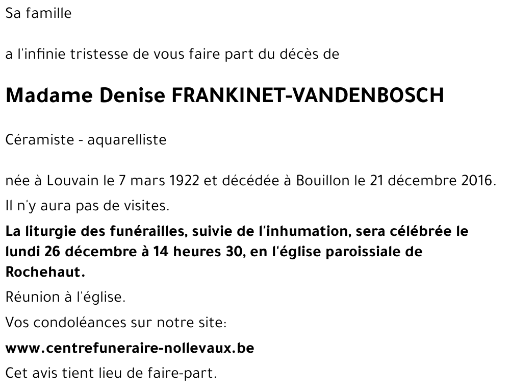 Denise FRANKINET-VANDENBOSCH