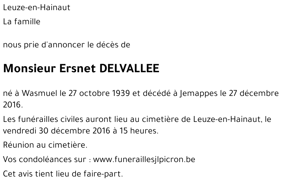 Ersnet DELVALLEE