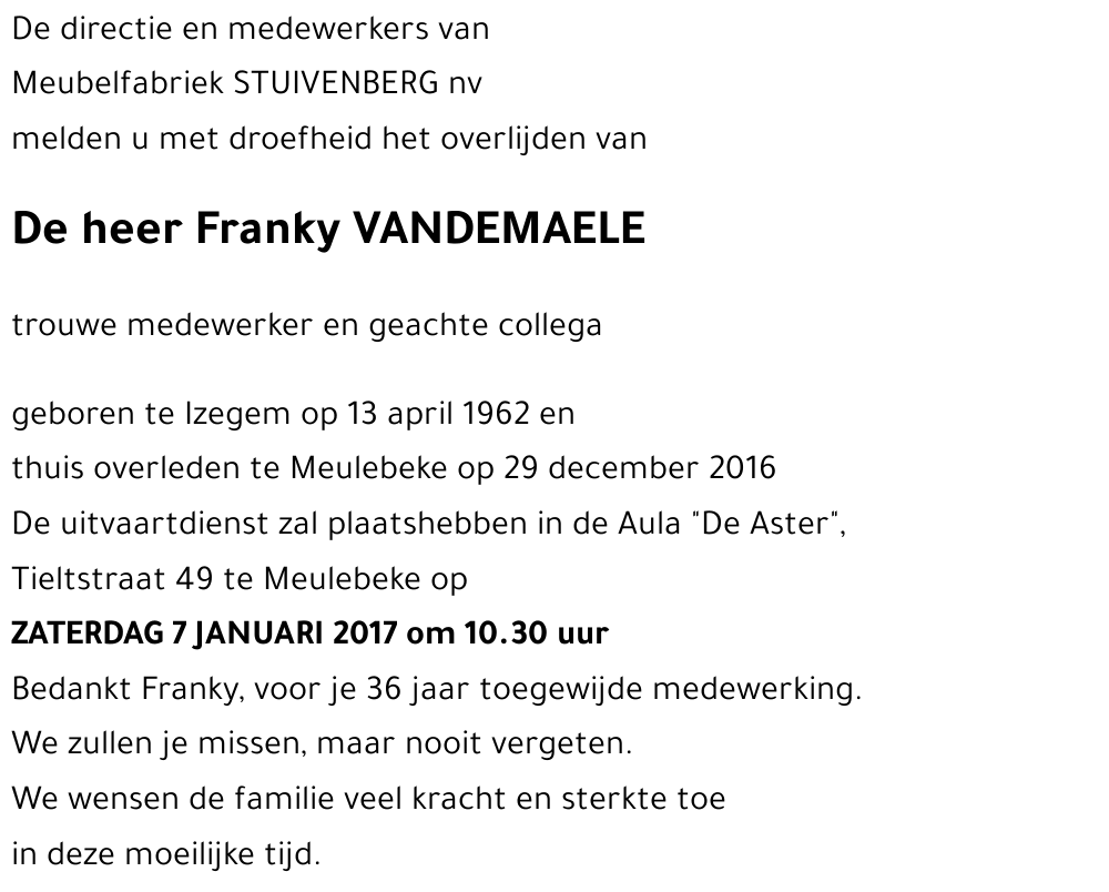 Franky VANDEMAELE