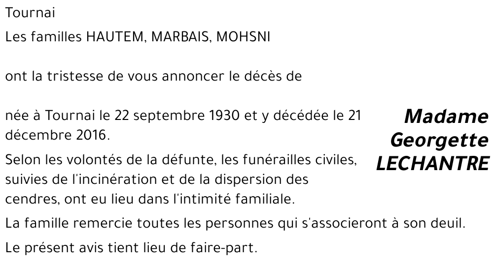 Georgette LECHANTRE