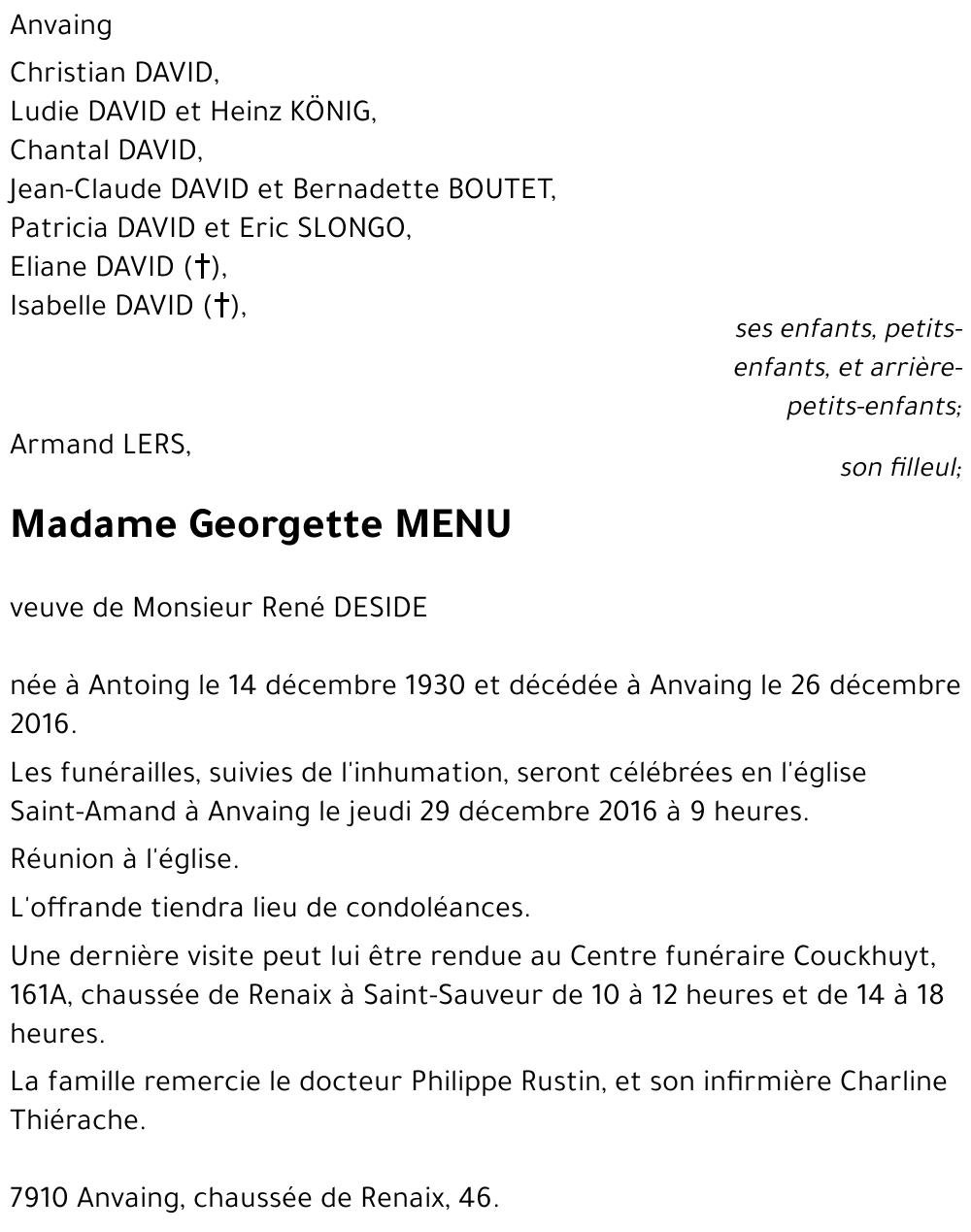 Georgette MENU