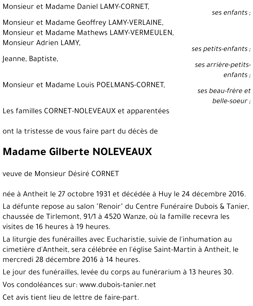 Gilberte NOLEVEAUX