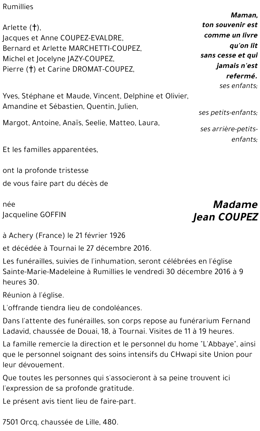 Jacqueline GOFFIN