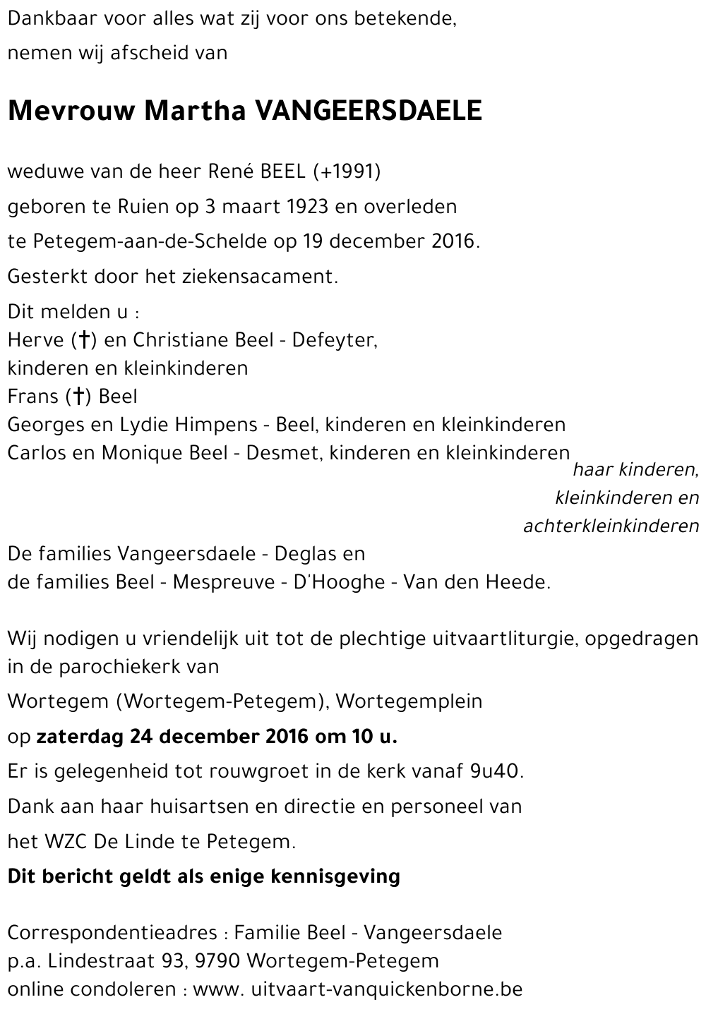 Martha VANGEERSDAELE