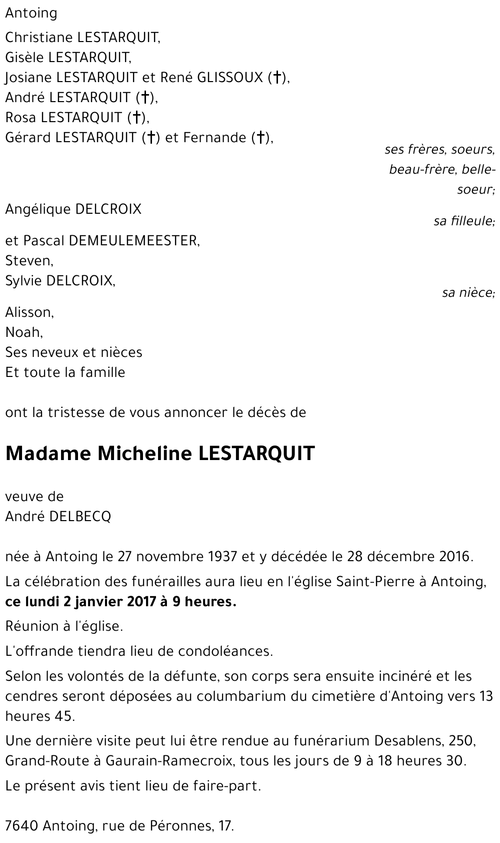 Micheline LESTARQUIT