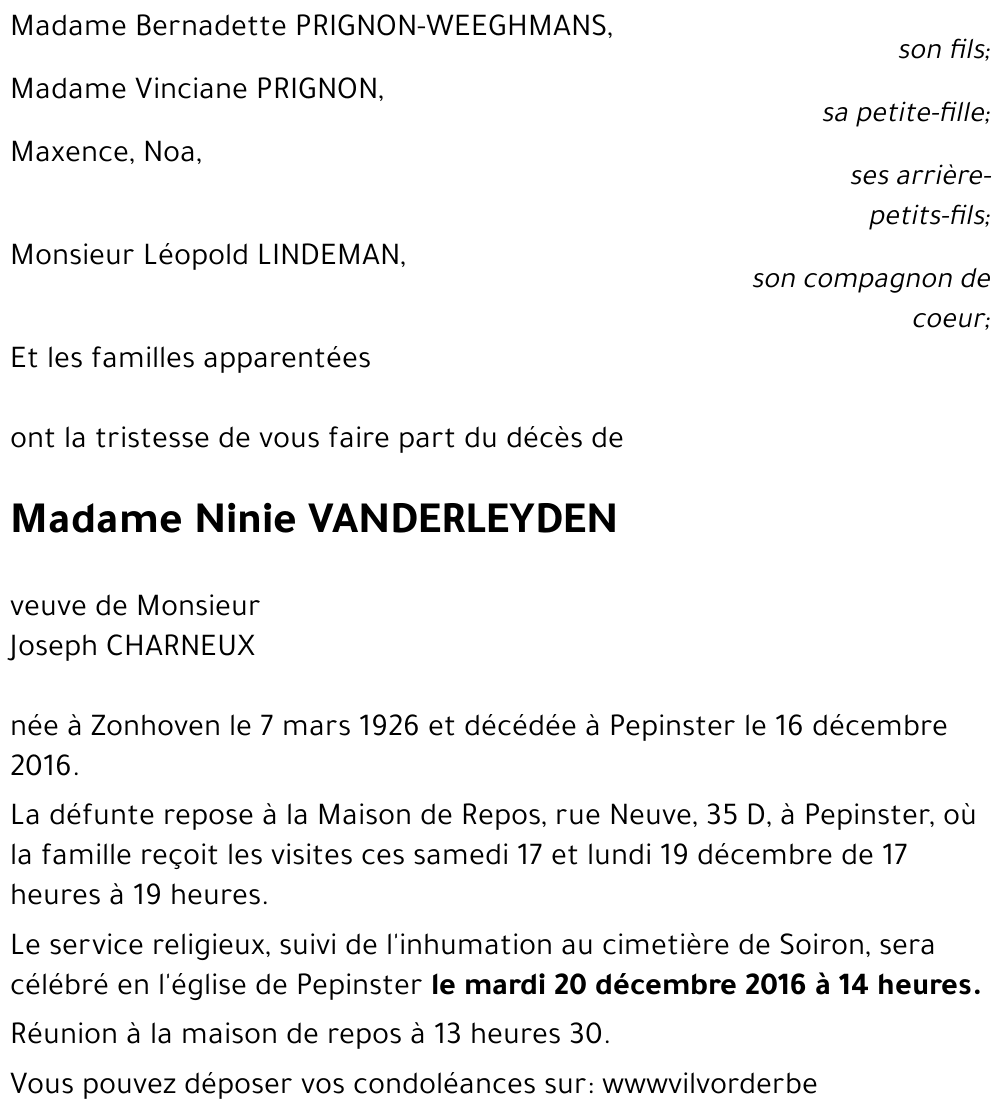 Ninie VANDERLEYDEN