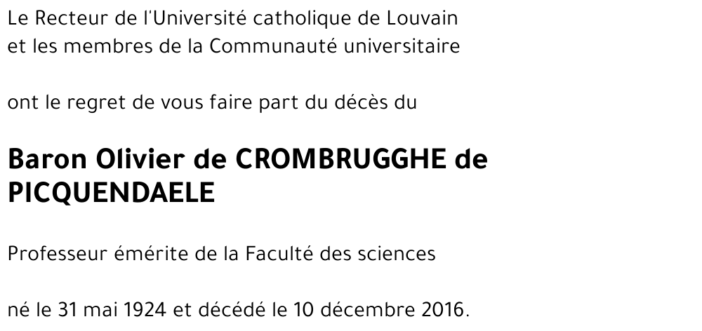 Olivier de CROMBRUGGHE