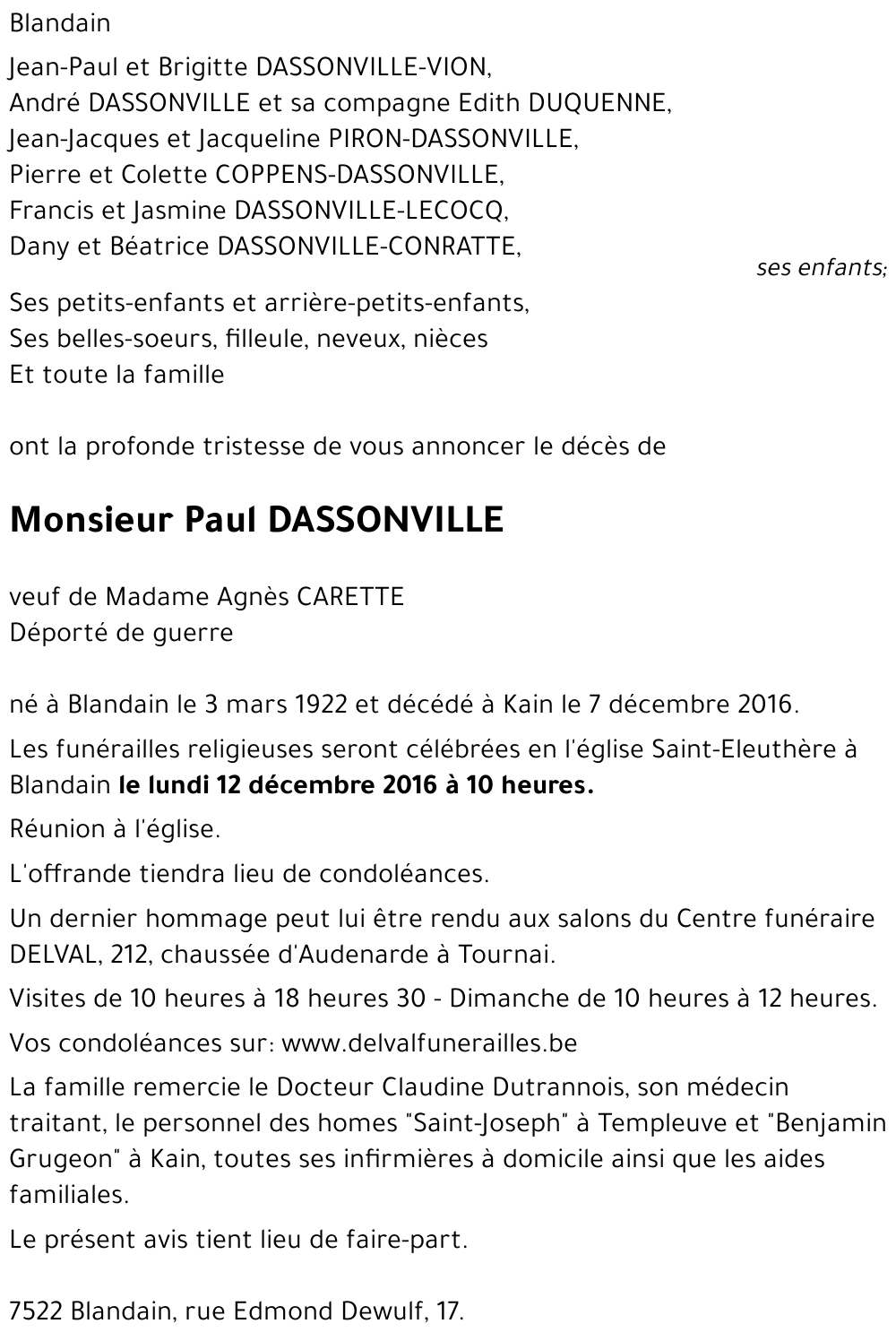 Paul DASSONVILLE