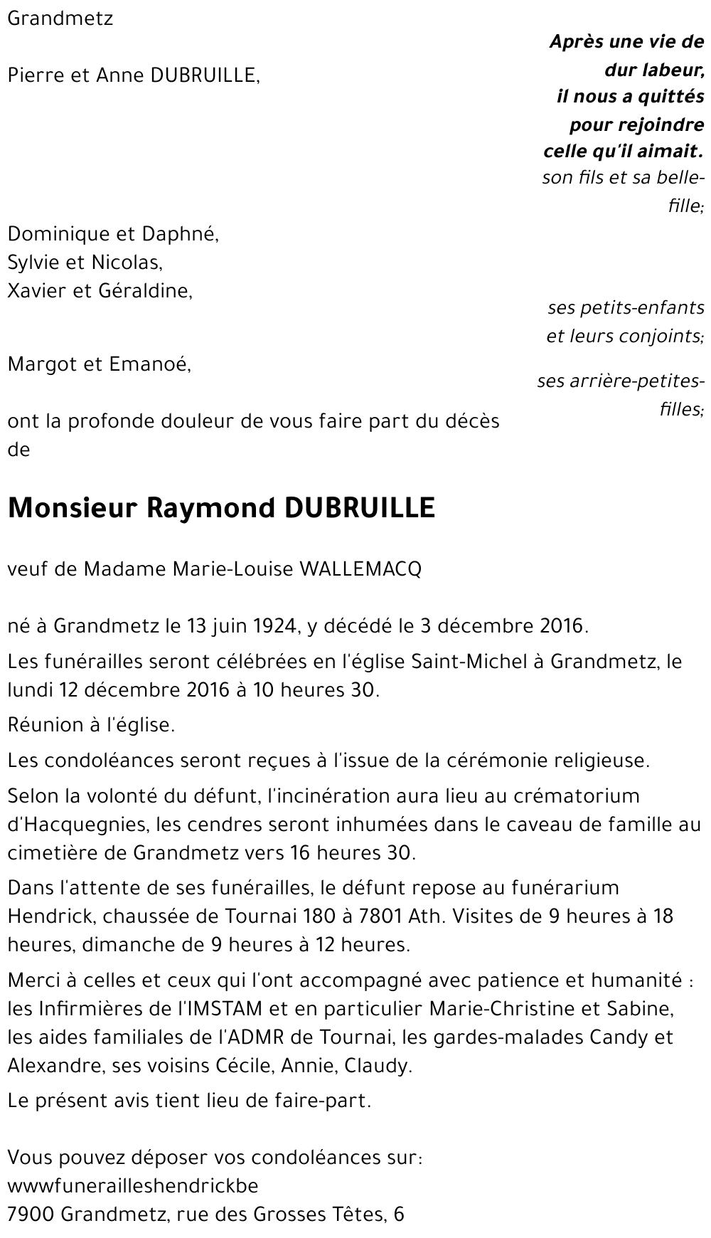 Raymond DUBRUILLE