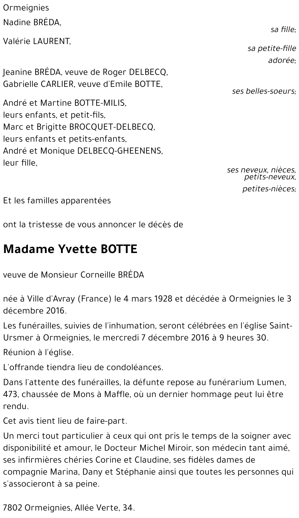 Yvette BOTTE