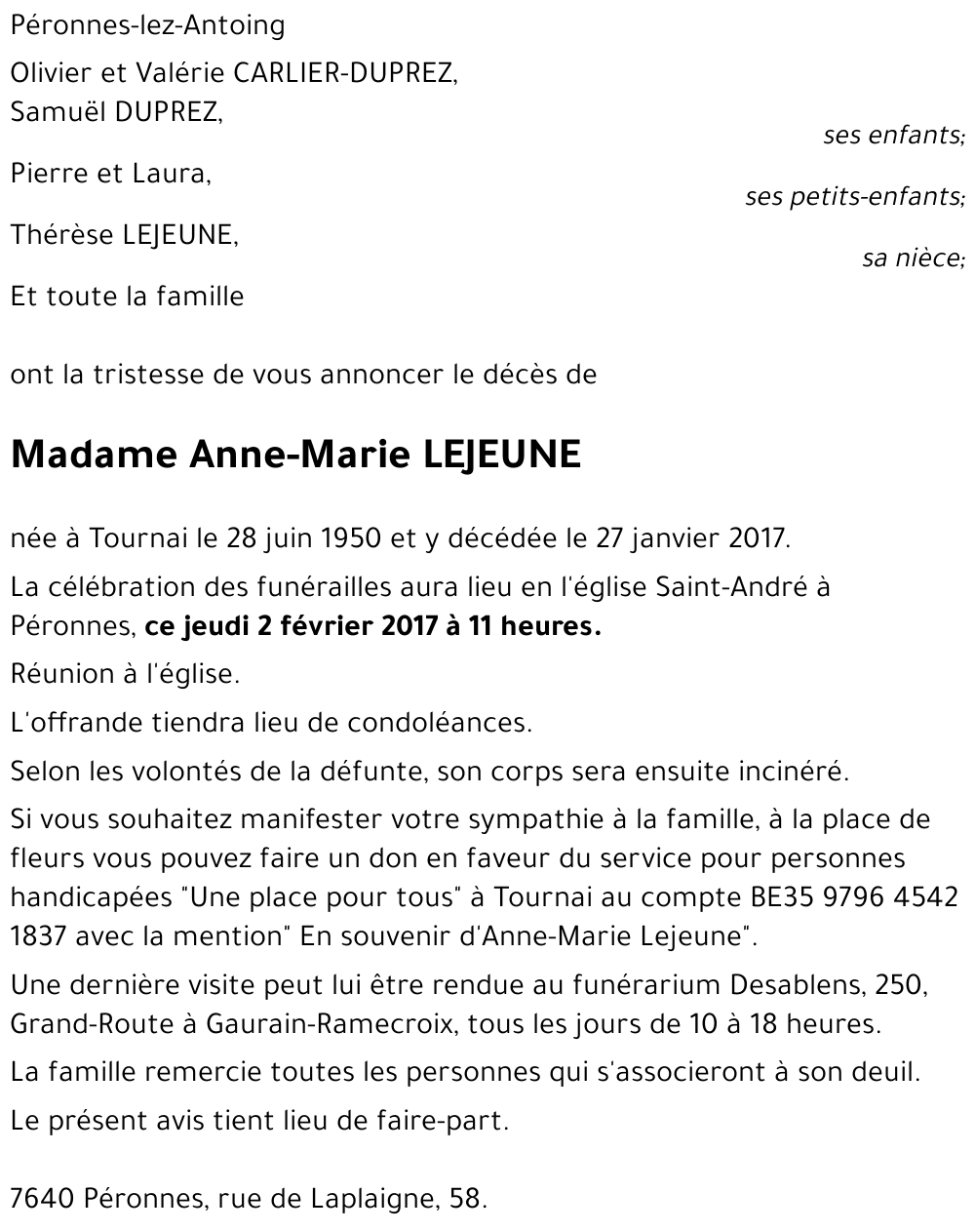 Anne-Marie LEJEUNE