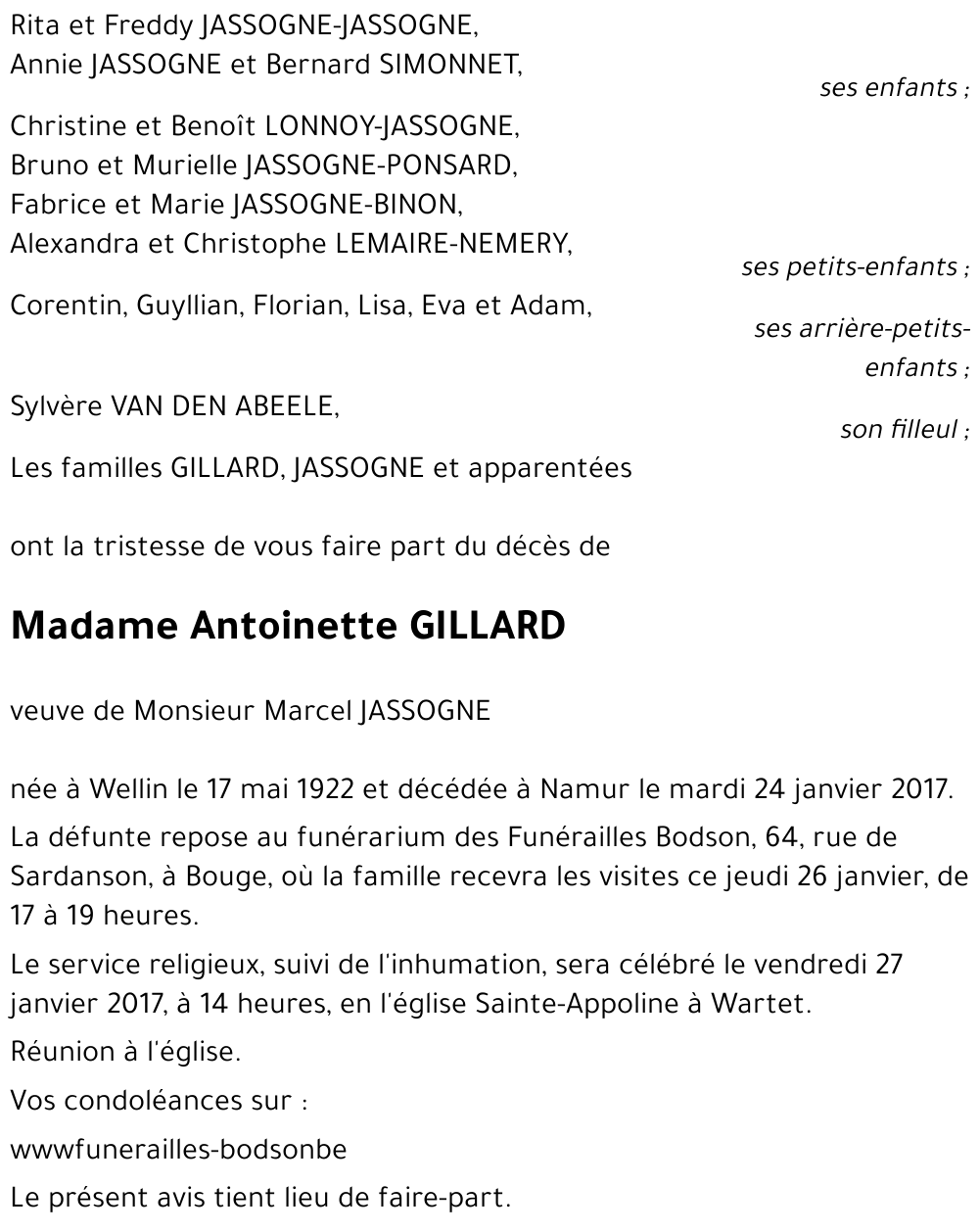 Antoinette GILLARD