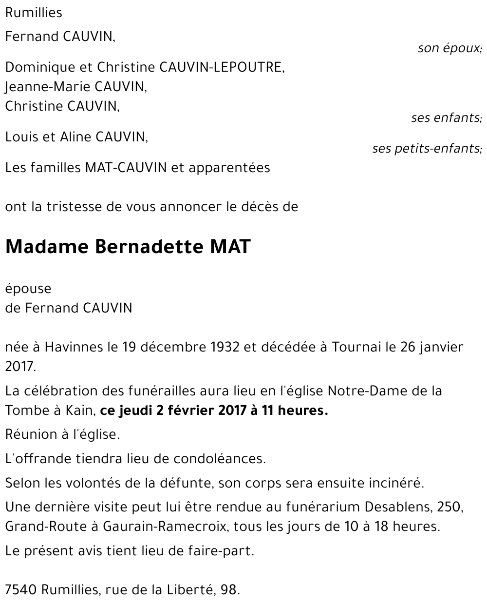 Bernadette MAT