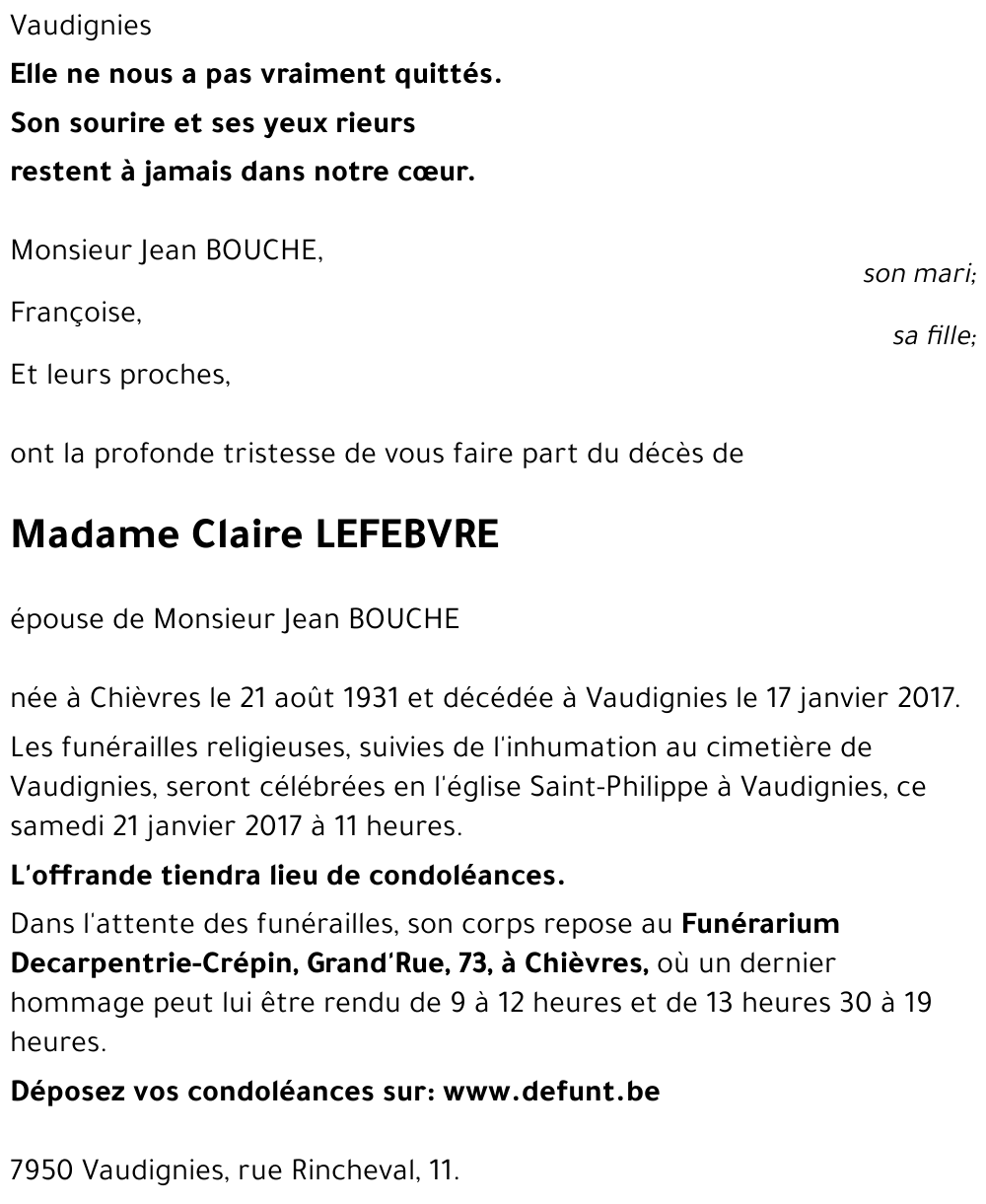 Claire LEFEBVRE