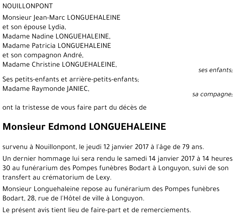 Edmond LONGUEHALEINE