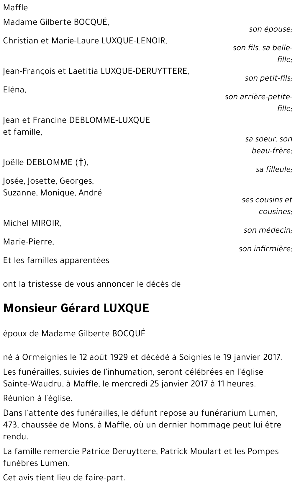 Gérard LUXQUE