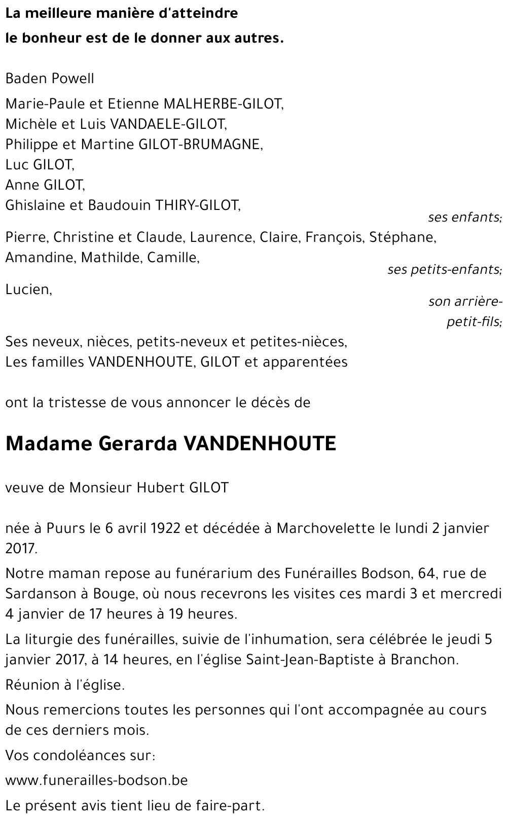 Gerarda VANDENHOUTE