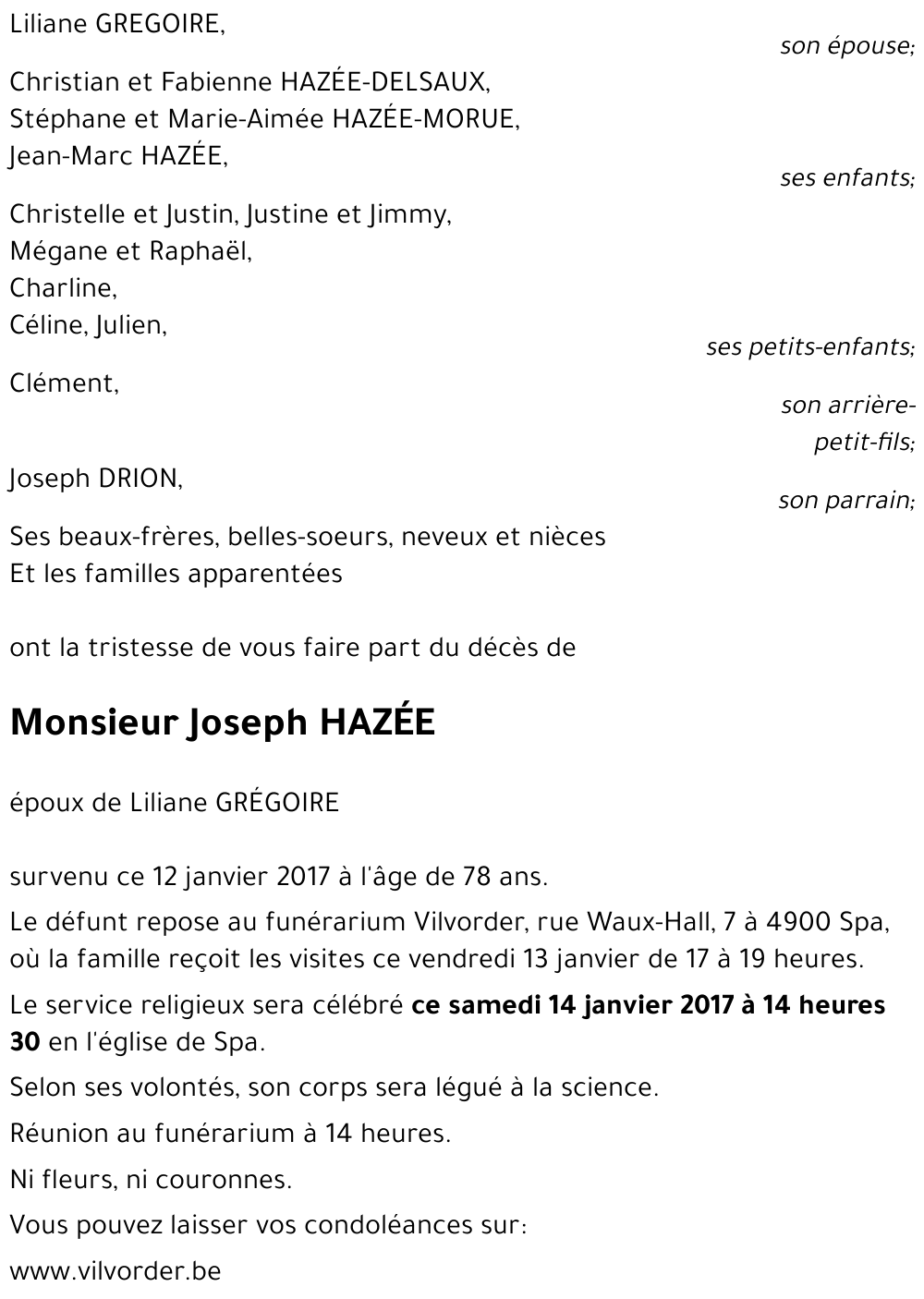 Joseph HAZÉE
