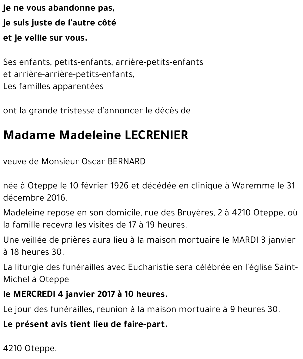 Madeleine LECRENIER