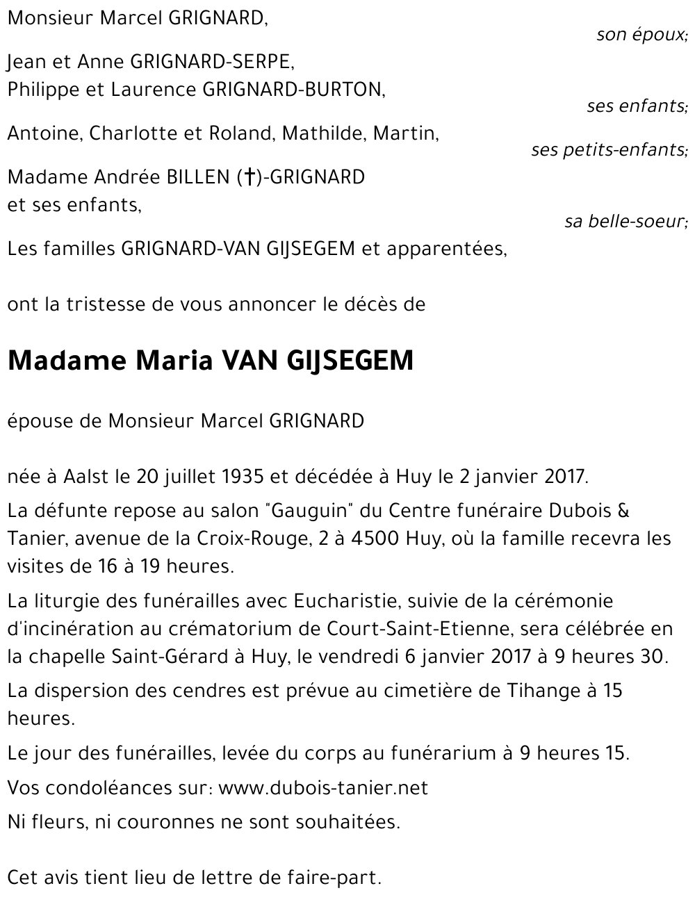 Maria VAN  GIJSEGEM