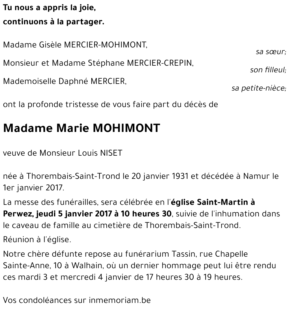 Marie MOHIMONT