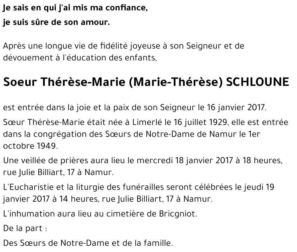 Marie-Thérèse SCHLOUNE