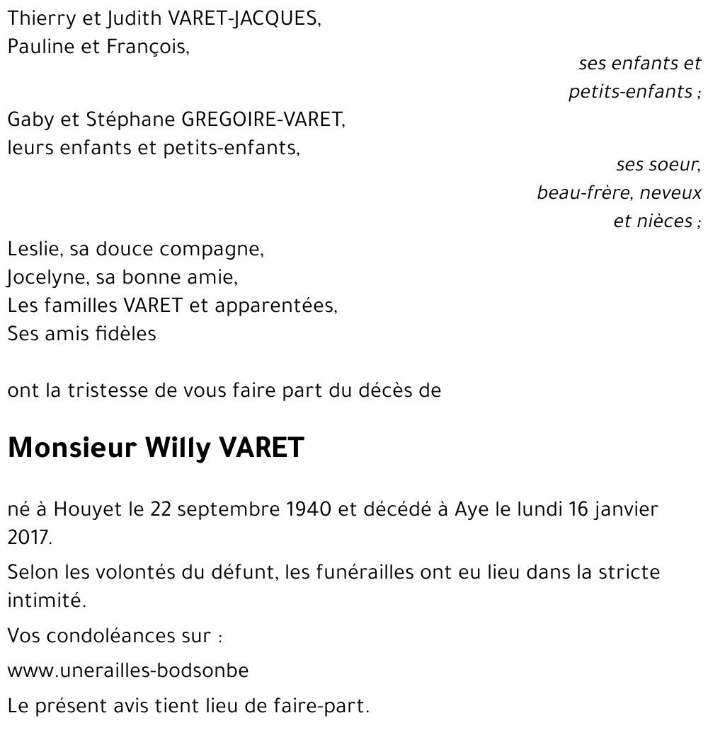 Willy VARET