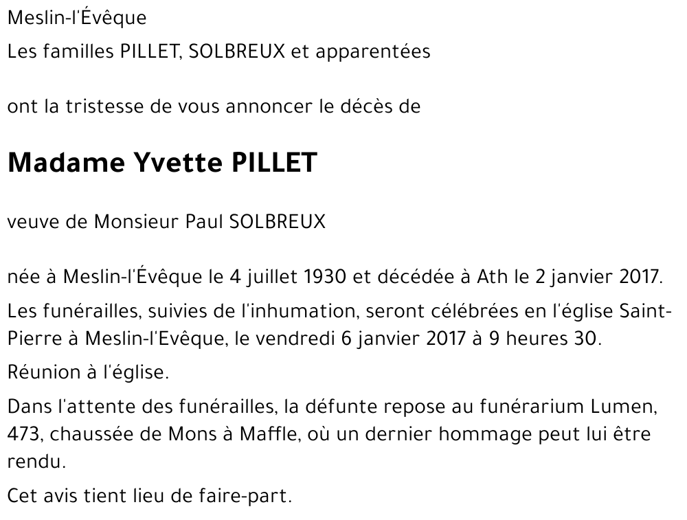 Yvette PILLET
