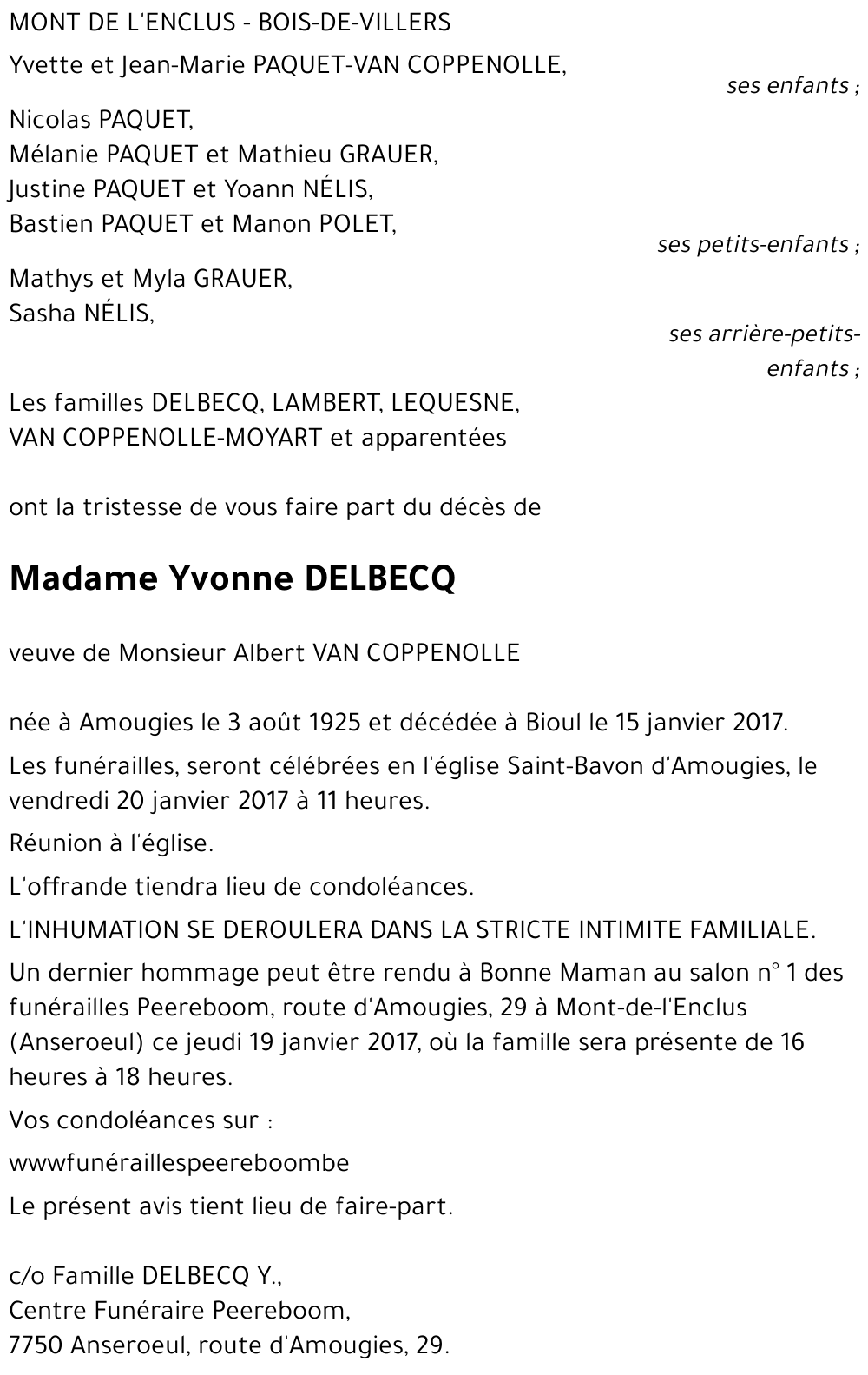 Yvonne DELBECQ
