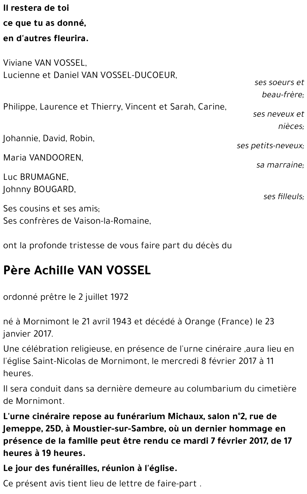 Achille VAN VOSSEL