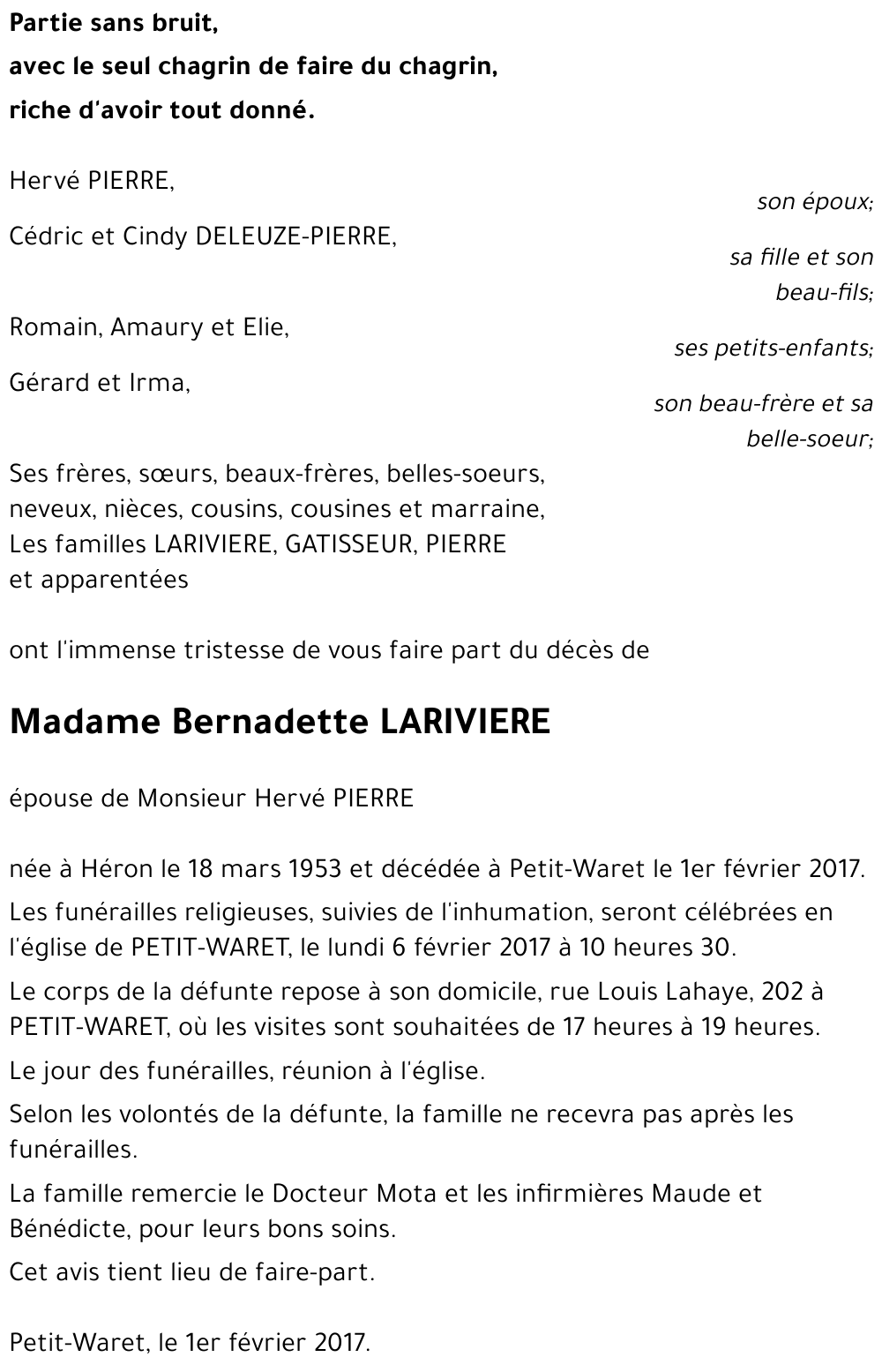 Bernadette LARIVIERE